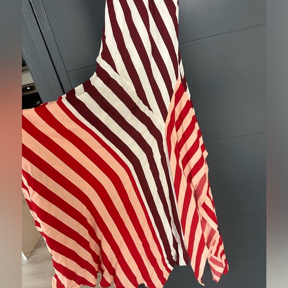 Reiss maxi stripe asymmetrical dress red - Picture 3 of 5